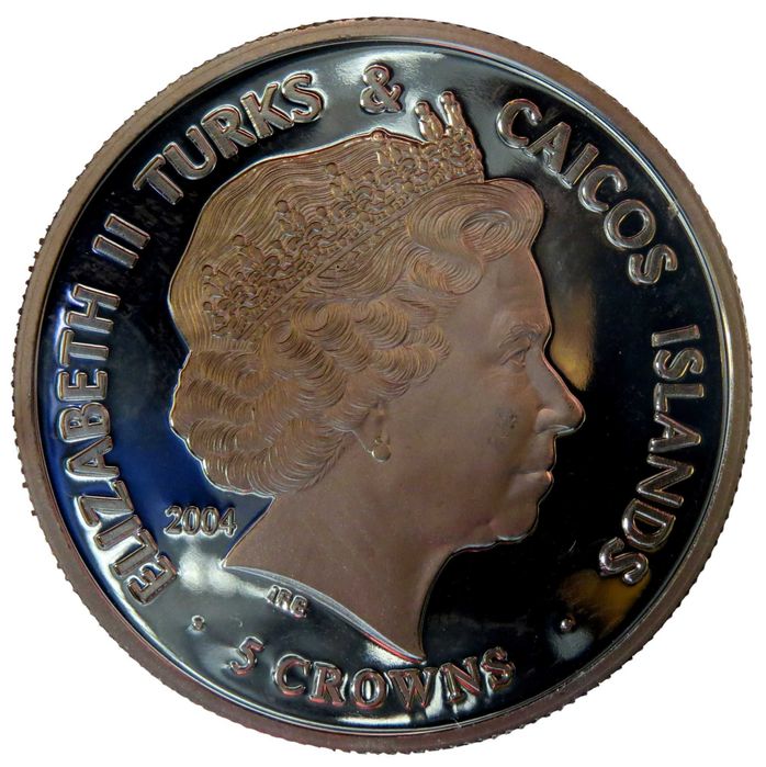 Turks & Caicos 1 Crow 2004 "CROW JEWELS of UK / State Crow / Proof.