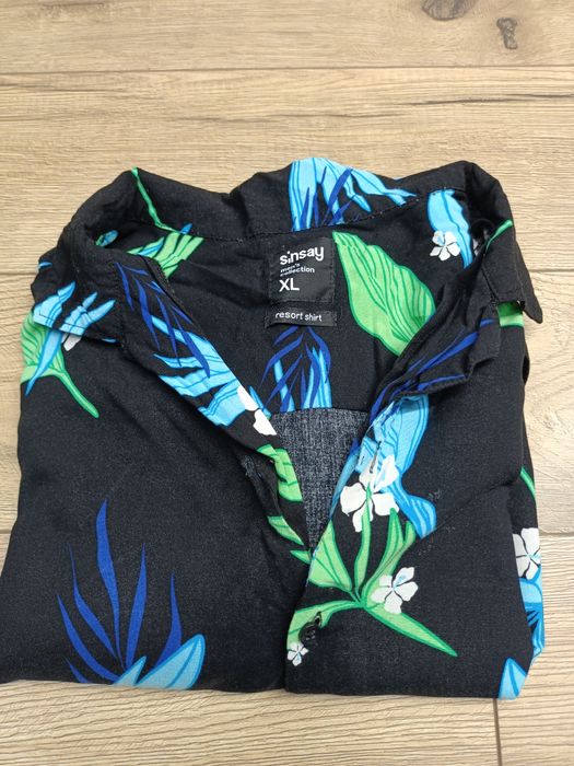 Męska koszula w motywem roślin r XL
