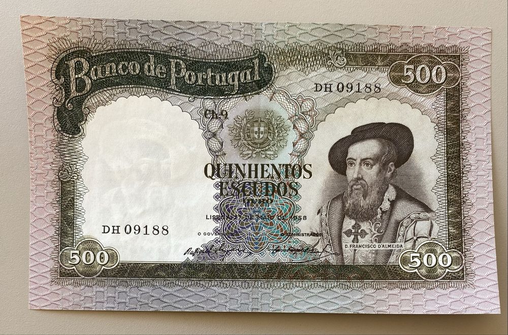 Nota 500,00 Escudos Ch.9 - D. Francisco D’Almeida 27/05/1958 RARA