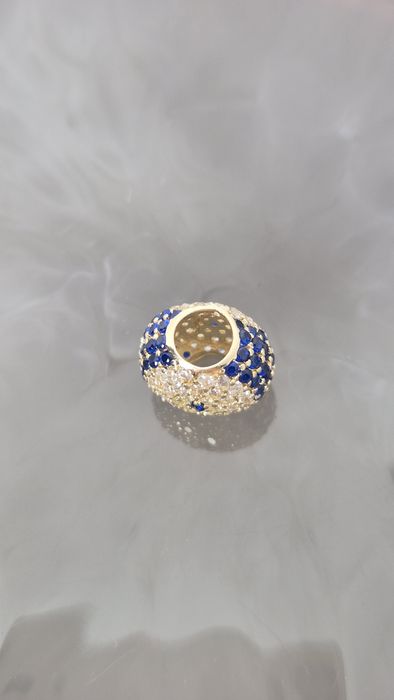 Zloty charms oko proroka  niebiesko-biały z cyrkoniami