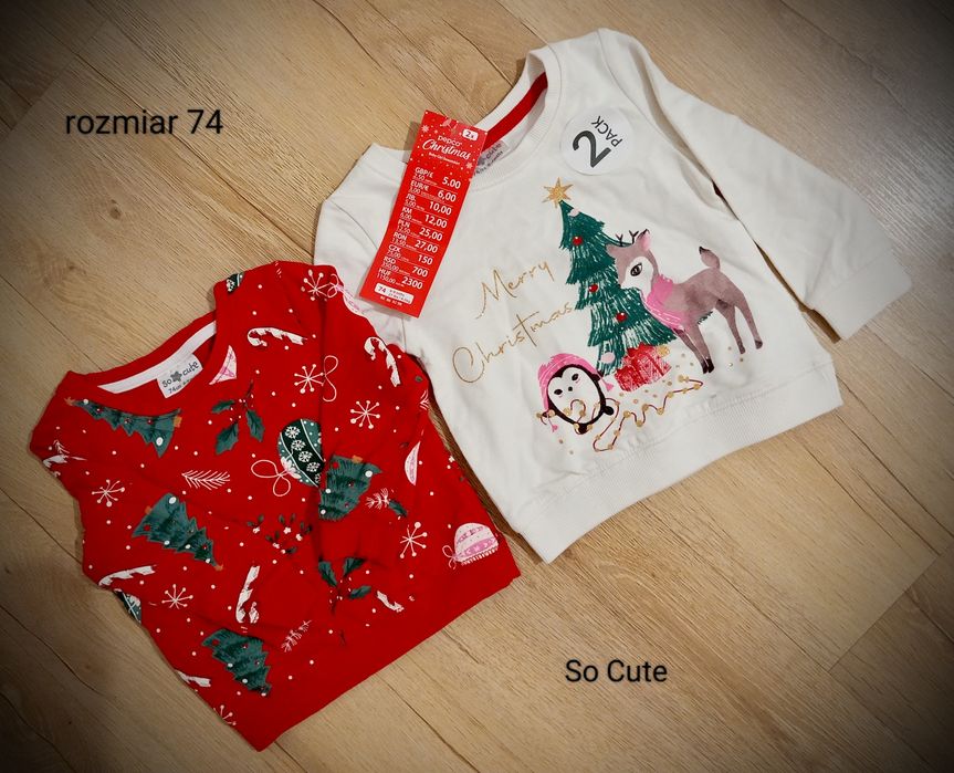 Wyprzedaż    Bluzy z motywem świątecznym rozmiar 74