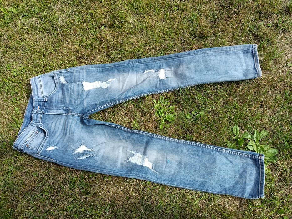 Spodnie jeans/dżins przecierane, rozm.158