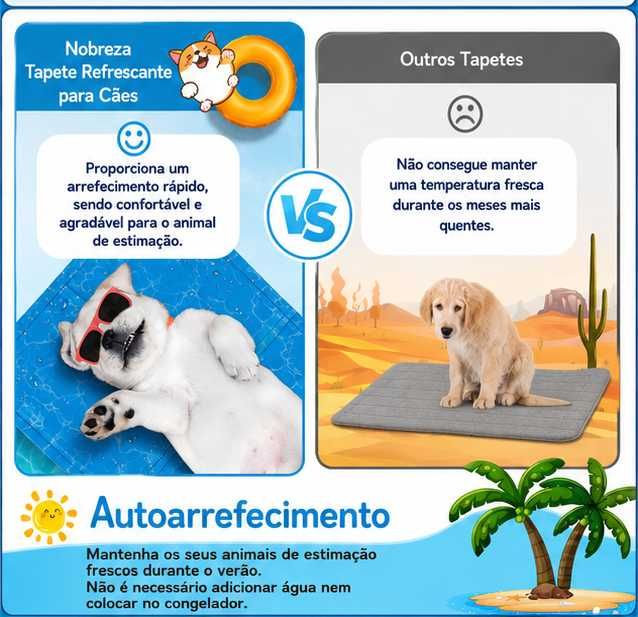 NOVO Tapete Refrescante Autoarrefecedor para Cães e Gatos – Efeito Refrigerante sem Água ou Eletricidade