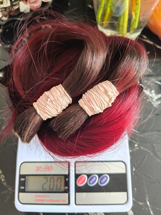 Włosy naturalne 200 gr 63 cm ombre czerwone