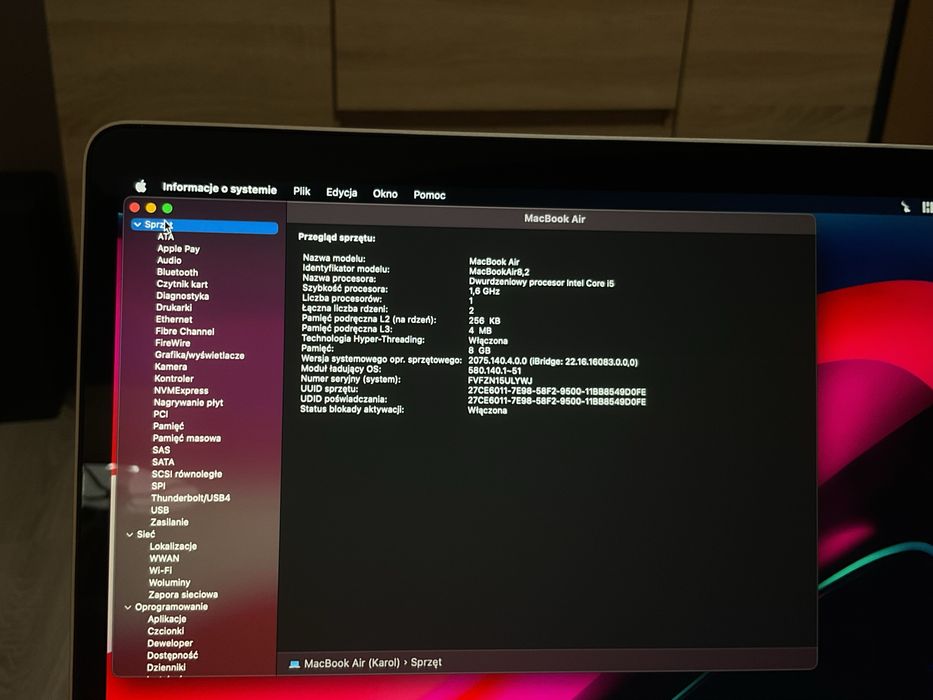 MacBook Air 13 Silver 2019 (bardzo dobry stan)