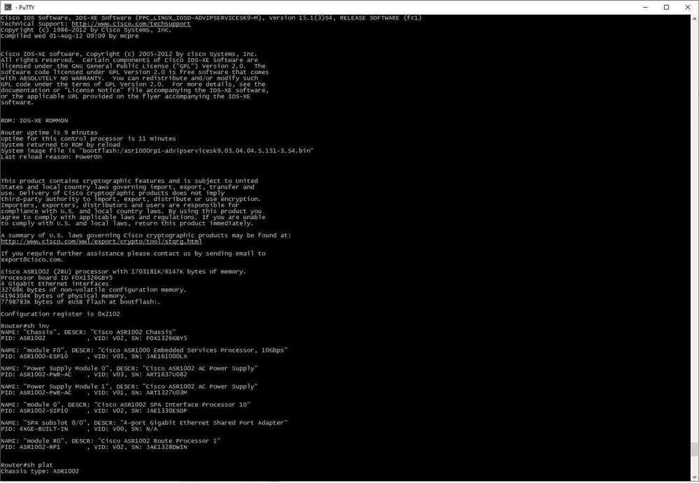 Маршрутизатор Cisco ASR1002-ESP10(Adventerprisek9) безнал/гарантия