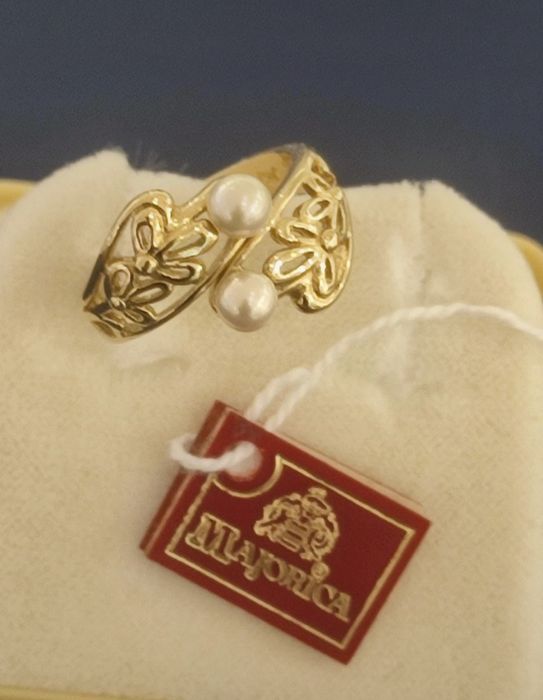 Anel com pérolas - Majorica - Banho de ouro