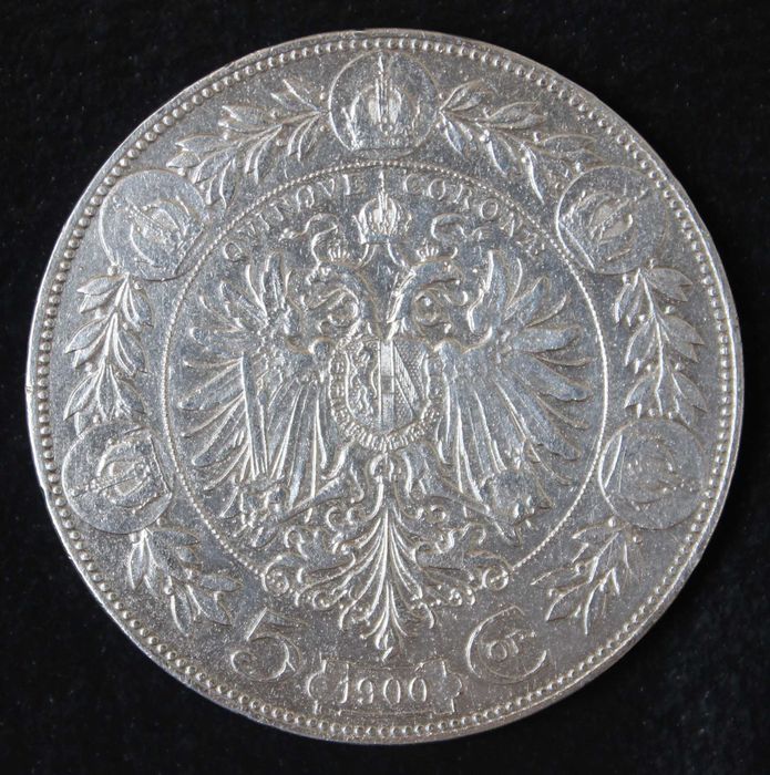 монета 5 крон(корон) 1900,1908,1909 года Австро-Венгрия