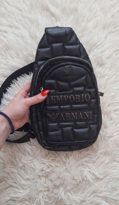 Pikowana torba męska na jedno ramię / saszetka Emporio Armani czarna