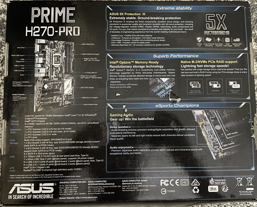 Материнська плата Asus Prime H270-Pro (s1151, Intel H270, PCI-Ex16)