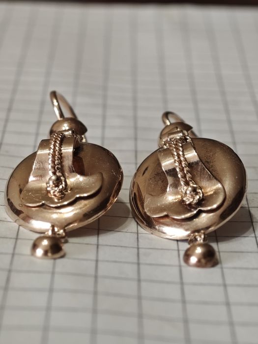 Золоті сережки-самовари, протяжки, 583 проба.