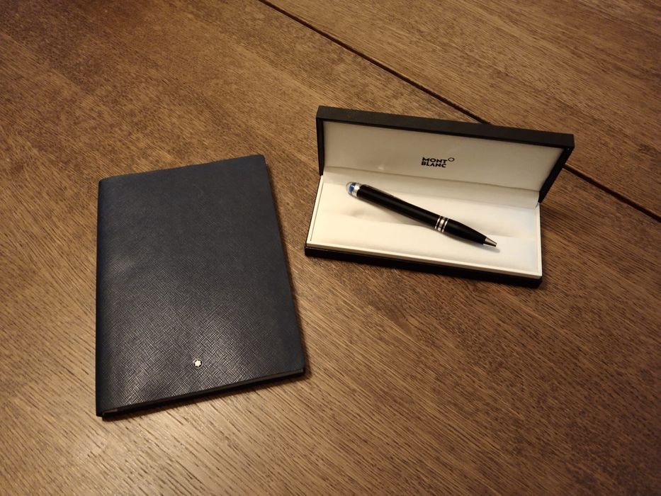 caneta e bloco de notas montblanc