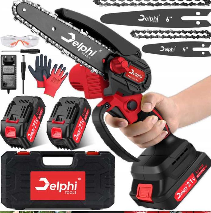 Piła Łańcuchowa Pilarka Bezszczotkowa Akumulatorowa 6” 2xAk Gałęziówka