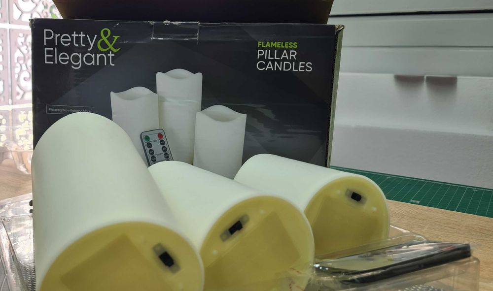 Conjunto de 3 Velas LED de coluna sem chama