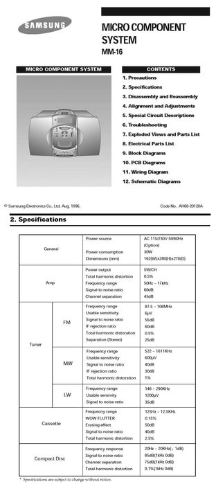 Музыкальный центр Samsung MM-16 (1996) - б/у, под аосстановление
