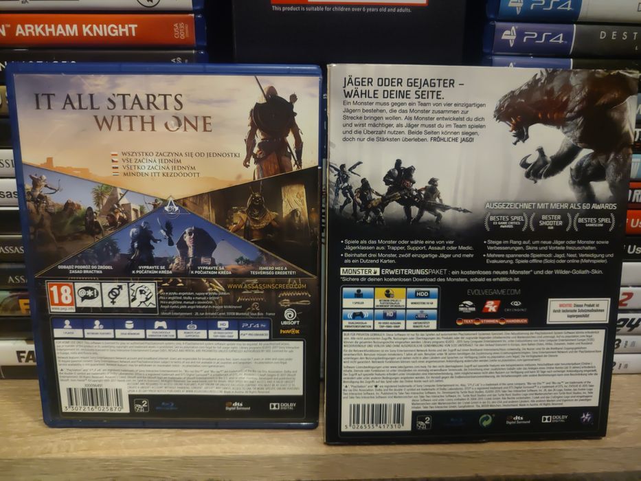 Zestaw. Assasin Creed Orgins i Evolve. Ps4 Playstation4