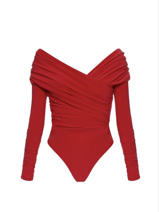 Боді червоний зі зборками