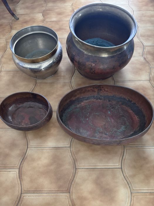 Conjunto de 4 peças em cobre italiano artesanal