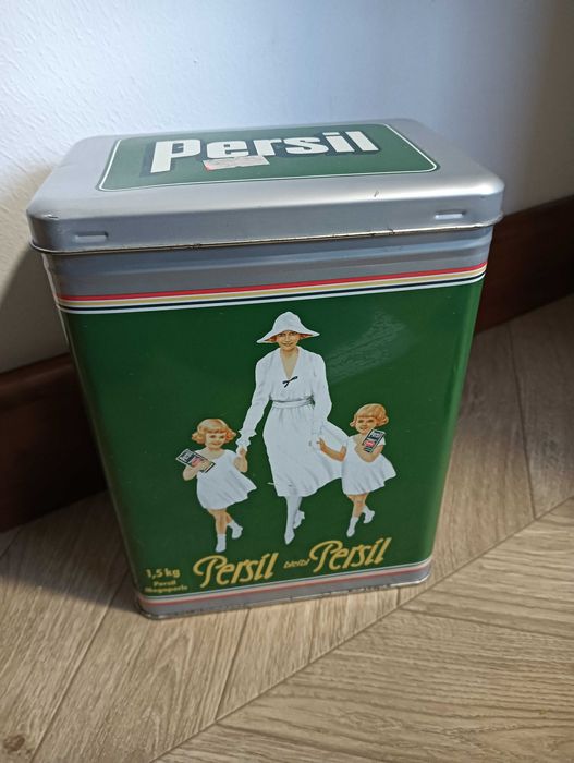 Puszka metalowa na proszek do prania kapsułki Persil w stylu retro