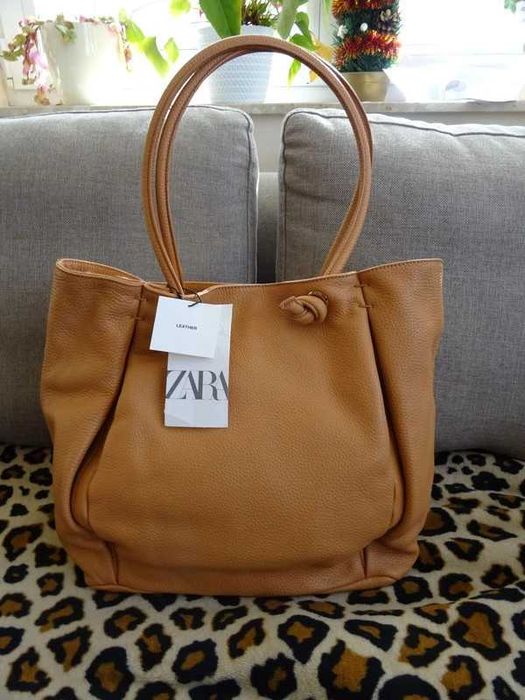Zara nowa piękna duża torebka skóra naturalna