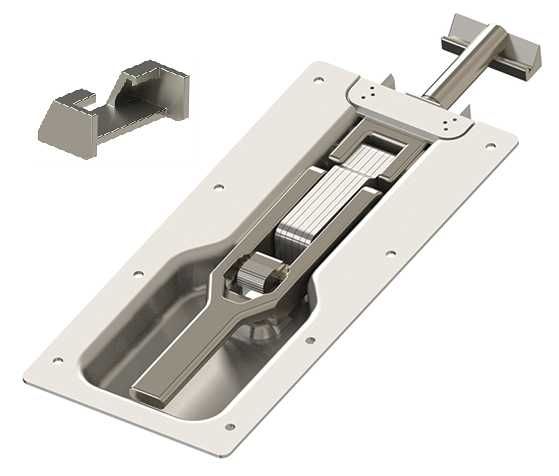 Zamek burty aluminiowej wpuszczany z zaczepem "T" i kieszenią