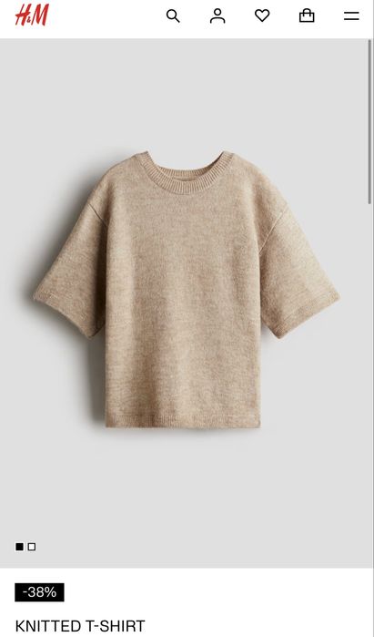 Вязана тепла кофта футболка h&m светр вʼязаний жіночій бежевий h&m