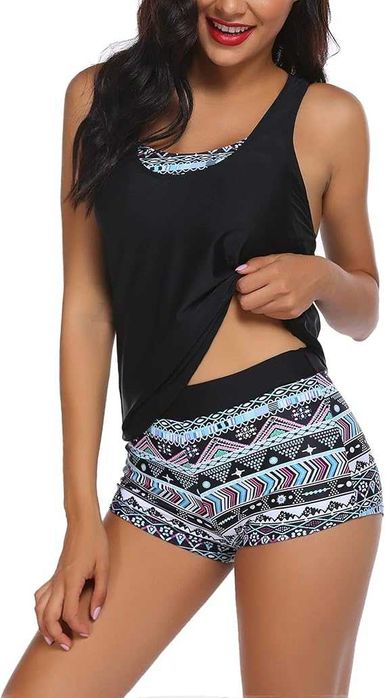 Nowy 3-cz strój kąpielowy / koszulka / spodenki / tankini ! L ! 8162!