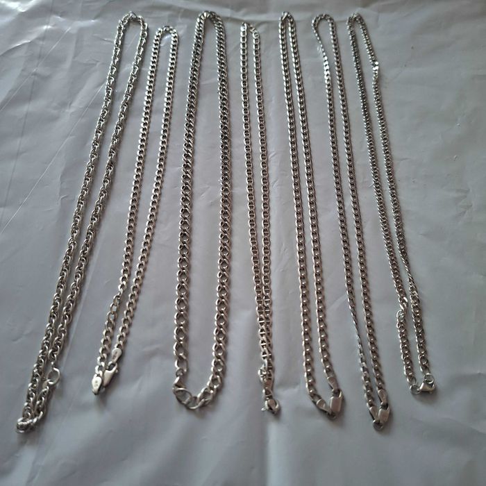 Srebrne łańcuszki 925 zestaw 84 gramy piękne