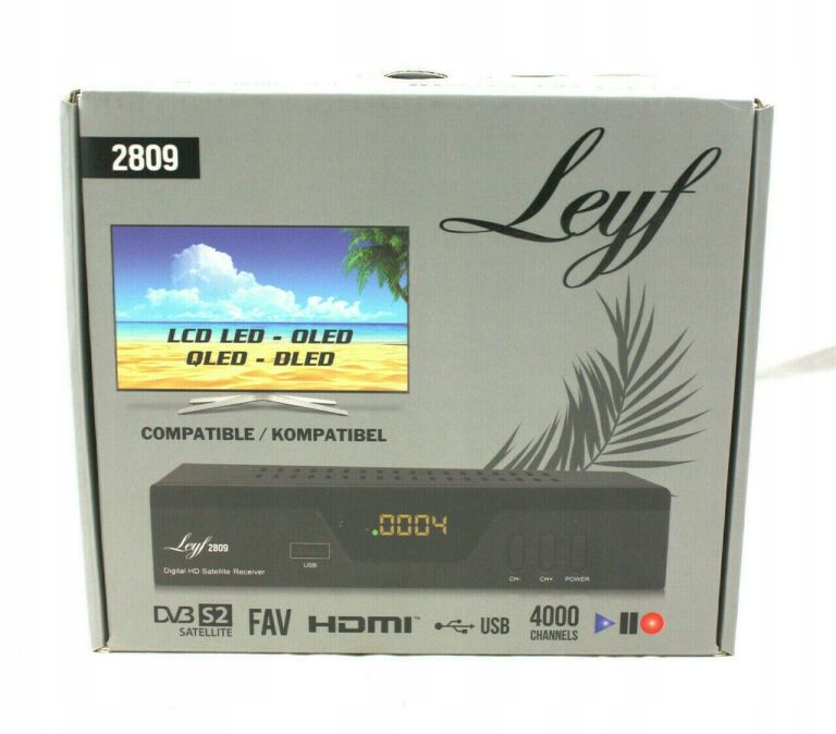 Cyfrowy Odbiornik Satelitarny Tuner Dvb-T2 Leyf 2809+ Pilot Czarny