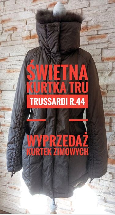 Puchowa kurtka damska z lisem TruTrussardi r 44.  C.P.W.
