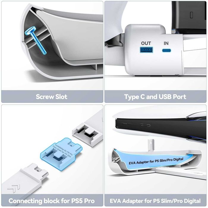 Podstawka chłodząca PS5 Slim Pro pozioma ładowarka padów 939
