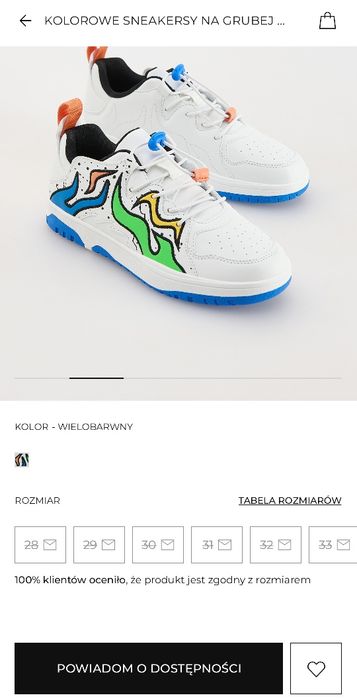 Kolorowe buty sneakersy Reserved 34