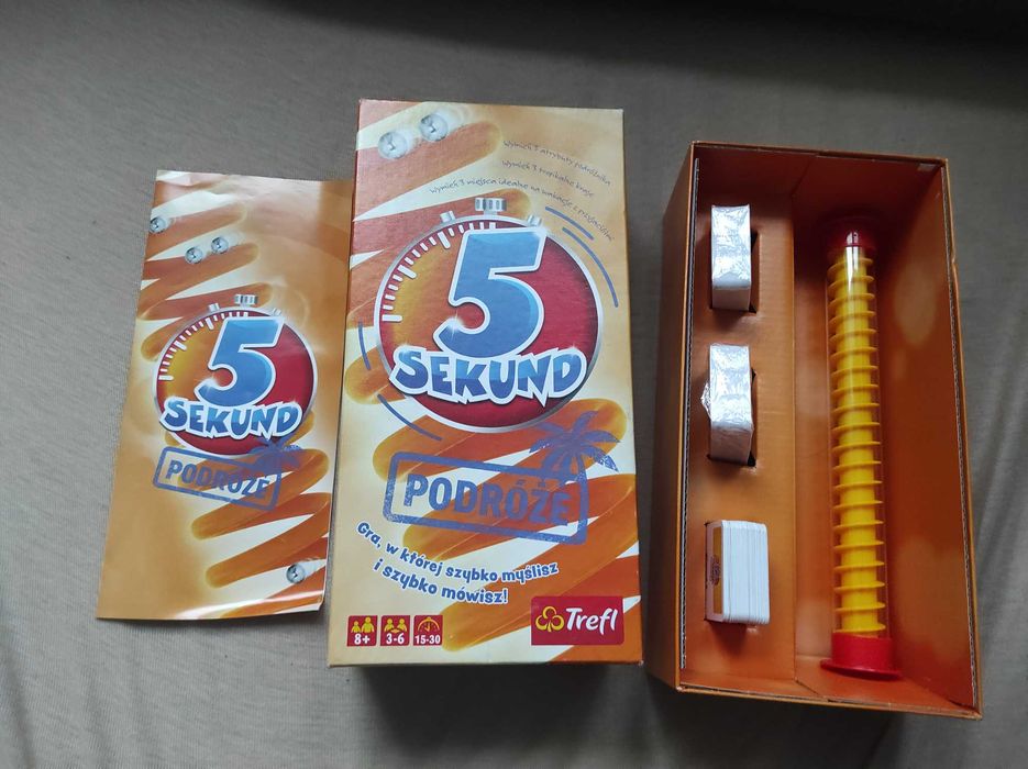 Gra Planszowa karciana towarzyska 5 sekund Podróże Trefl kompletna!