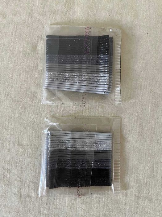 Ganchos de cabelo preto, cinzento e prateado – vários pacotes
