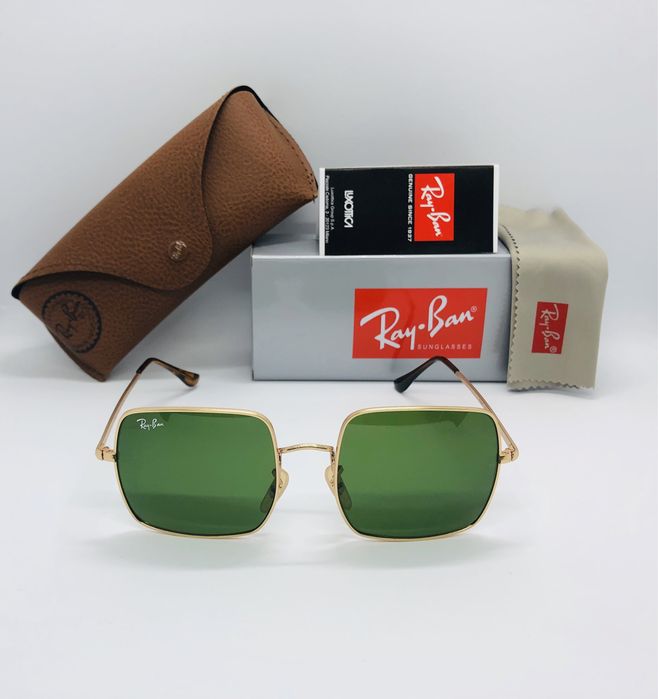 Солнцезащитные очки Ray Ban Square 1971 Gold-Green 54мм стекло