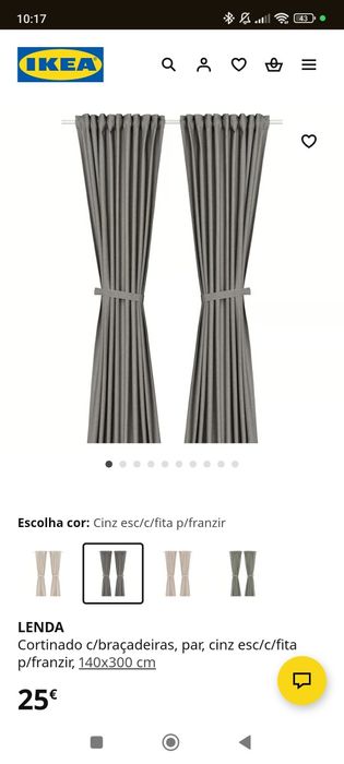 Cortinado cinza 145x300