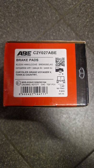 Klocki Hamulcowe Chrysler C2Y027ABE
