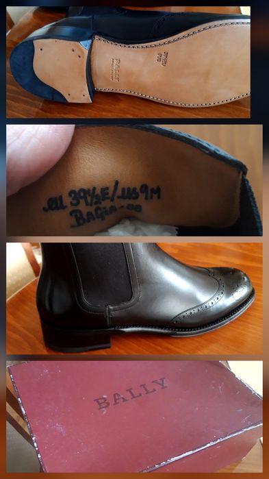 Czarne skórzane męskie buty sztyblety Bally r. 39,5