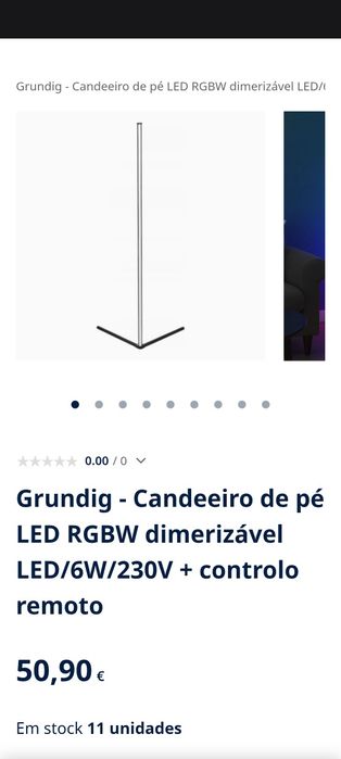 Grundig - Candeeiro de pé (canto) LED RGB + Controlo Remoto