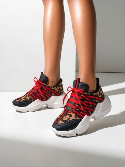 2 KOLORY 36 37 38 sneakersy 39 40 41 na platformie z printem panterka