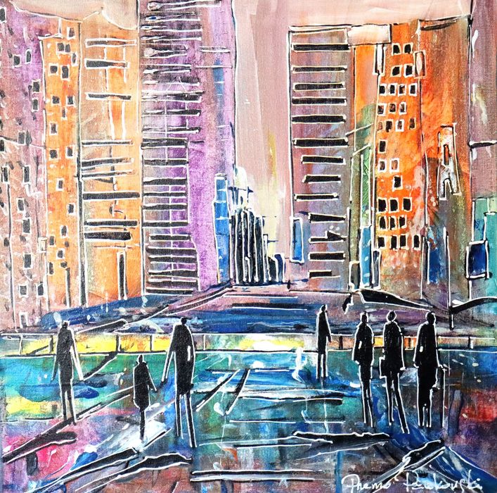 współczesny obraz  na płótnie „W Matni” 50x50 olej, do salonu, Przemo Pankowski