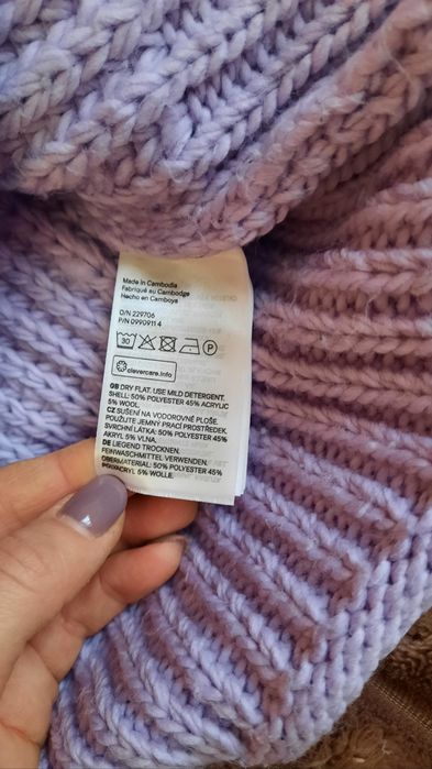 Теплий светр H&M колір лаванда