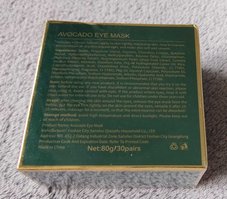 płatki pod oczy ZOZU Smooth eye mask awokado NOWE folia