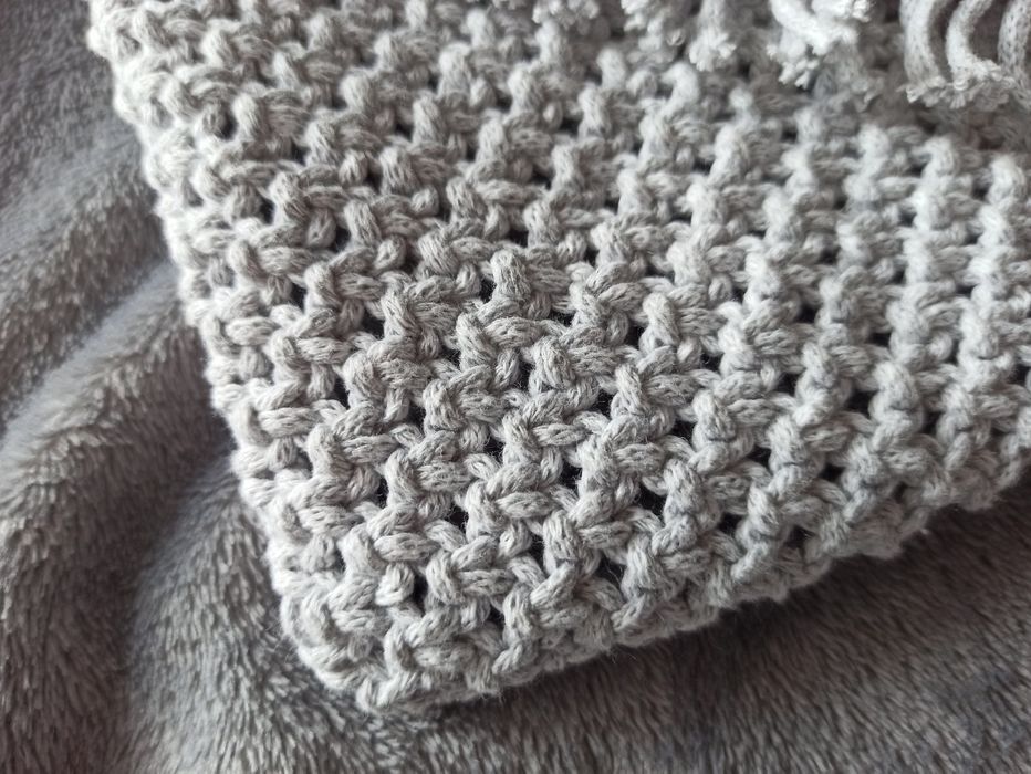 Piękna Szara torebka makrama Boho ręcznie robiona