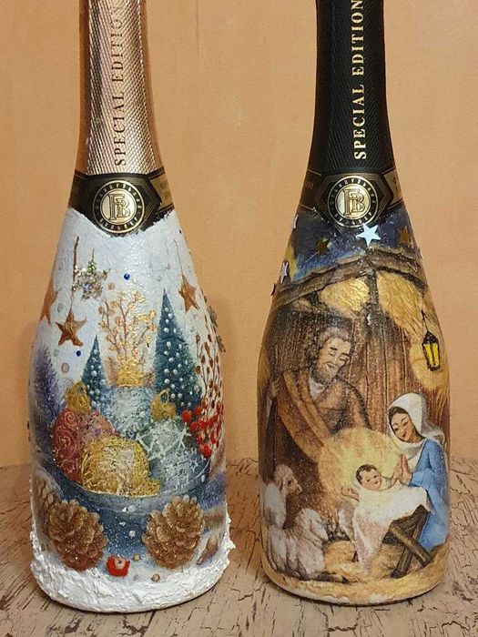 Декорированная бутылка к Новому году