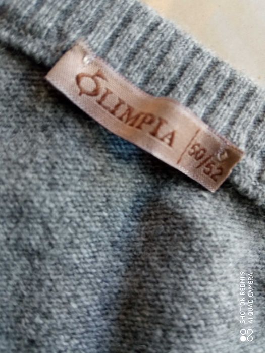 OLIMPIA sweter wełna kaszmir szary melanż 50 52