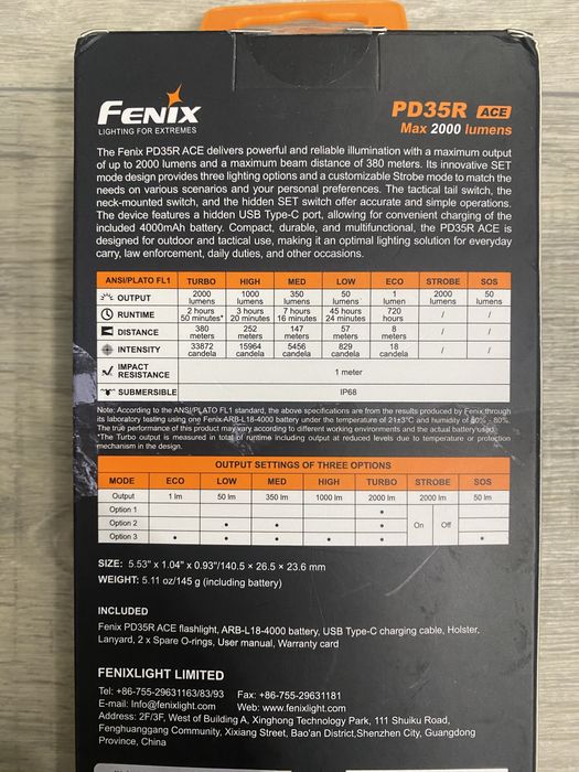 Ліхтар Fenix PD35R ACE  з акумулятором