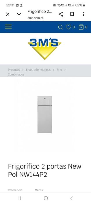 Frigorifico 2 portas c/congelador - NEW POL