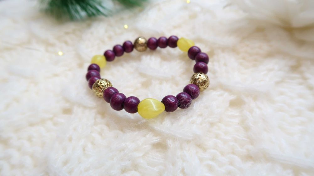 Bransoletka indie indyjska drewniane koraliki klasyczna drewno 23