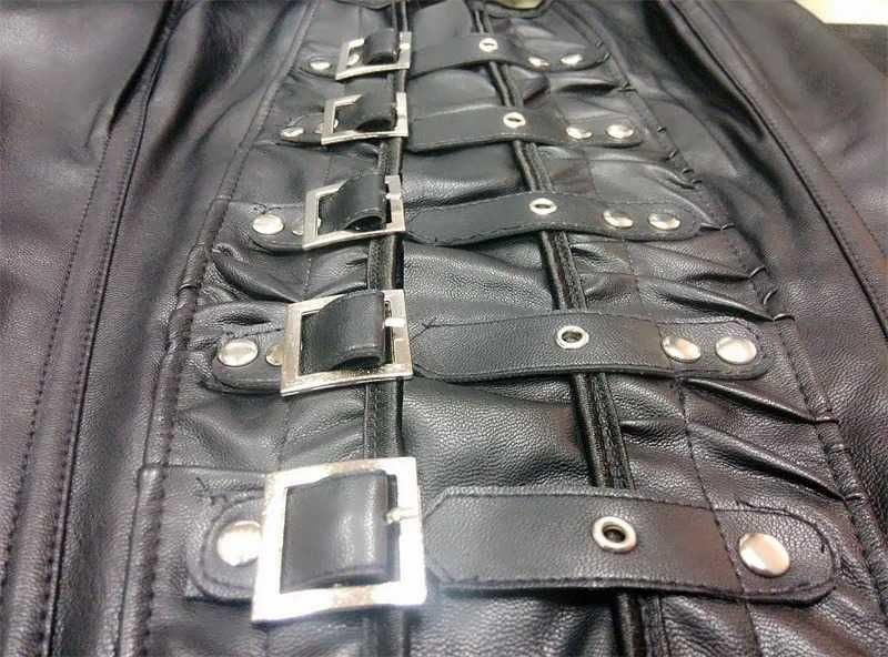 Damski Gorset Ekoskóra Steampunk Stringi Paski Ćwieki Prezent S